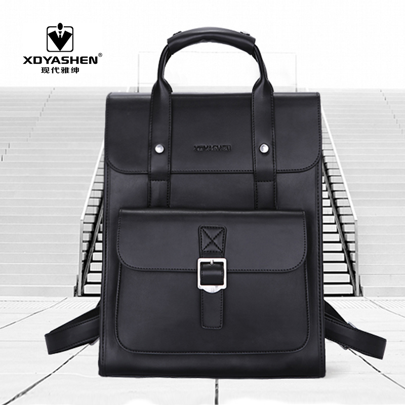 Real leather rear shoulder bag 2020 new youth 15 6 inch computer school bag men's business casual scapegoat fashion trends