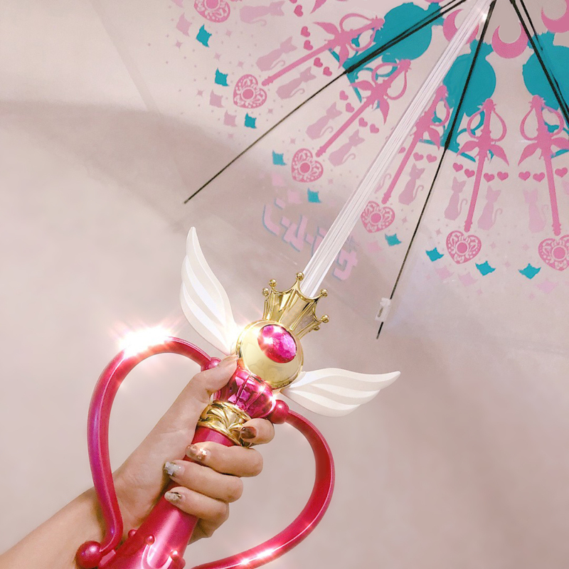 Sailor Moon Cartoon Fairy Star and Moon Magic Wand Japanese Collaboration Water Ice Moon Glowing Princess Long-Handled Umbrella