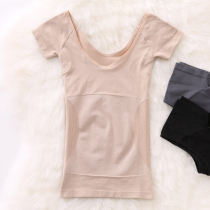 Japanese womens non-trace short-sleeved body shirt top waist corset body underwear postpartum slimming corset