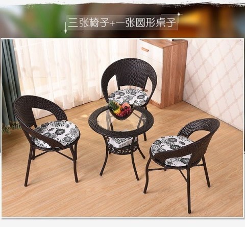 Ghế mía nhỏ ban công trong nhà tựa lưng ghế ngoài trời hiên giải trí đồ nội thất phòng khách nhà cà phê bàn ​​tròn ghế ngoài trời