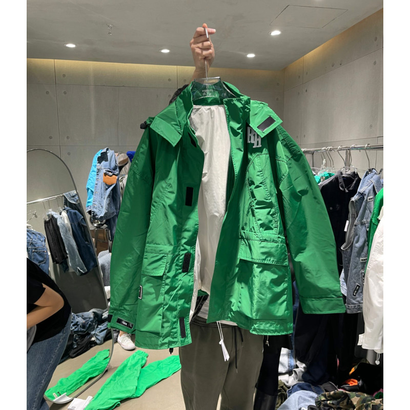 2022 Trench coat women's European station new letters loose waist thin green hooded storm jacket overalls