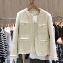 FINOA short coat women White small fragrant round neck cardigan 2021 autumn new long sleeve loose casual top