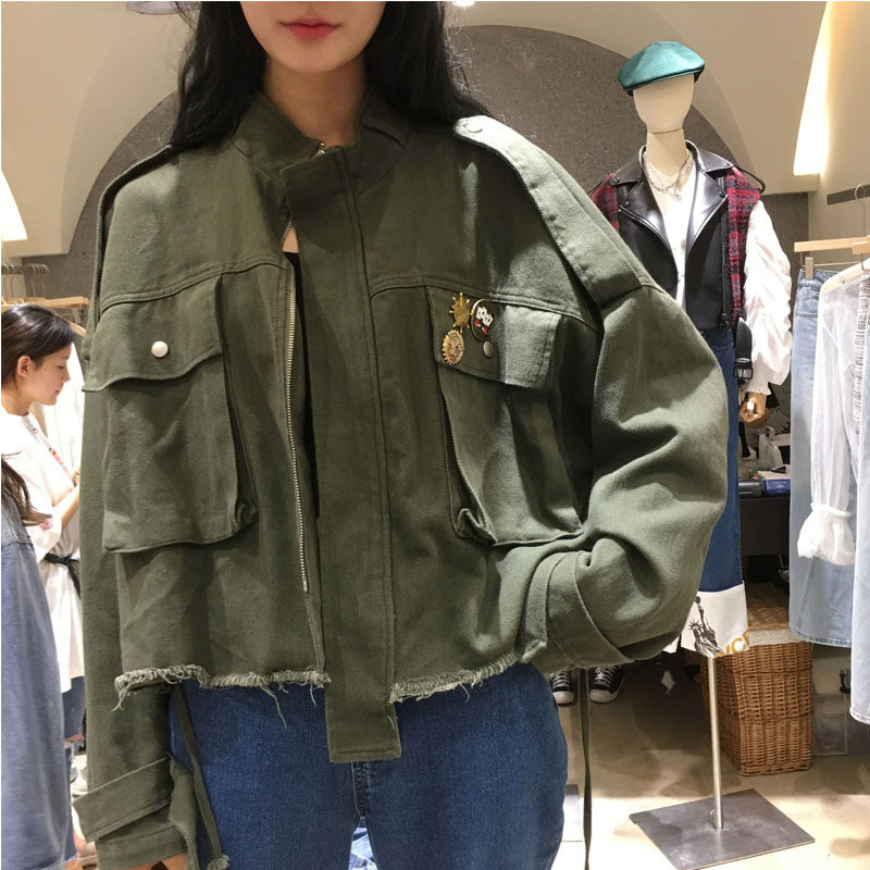 2020 new women's European station loose casual bottom drawstring short autumn short jacket women's all-match top
