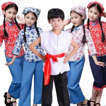 Childrens performance clothes ten send the Red Army Republic of China style stage performance clothes village girl tea tea girl Abao chorus dress dance suit