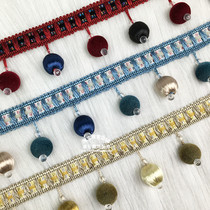 Curtain side decoration lace colored beads curtain pendant bead pom ball lace fabric soft accessories