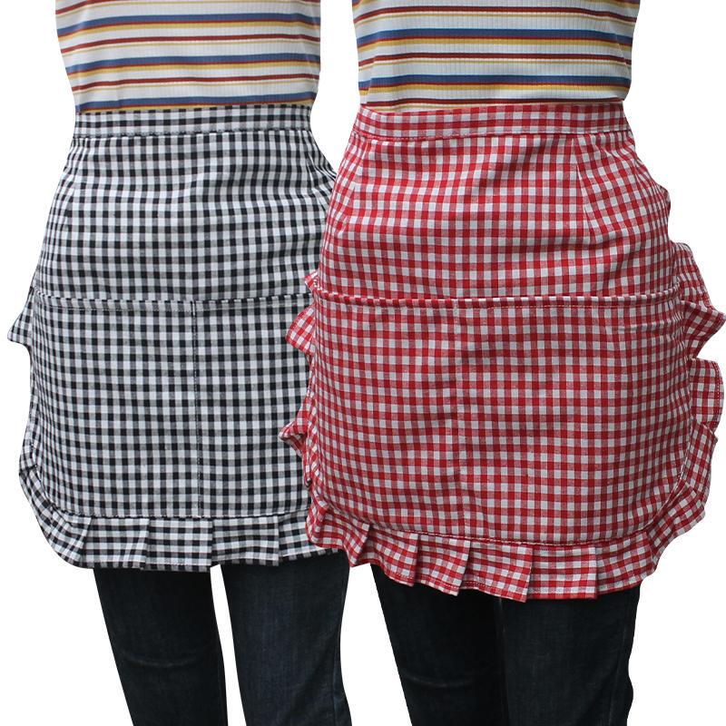Women's Kitchen Apron for Home Use 2024 New Style Half-Length Apron Waterproof Short Cotton Linen Lace Double-Layer Large Pocket Bib Women's Kitchen Apron for Home Use 2024 New Style Half-Length Apron Waterproof Short Cotton Linen Lace Double-Layer Large Pocket Bib