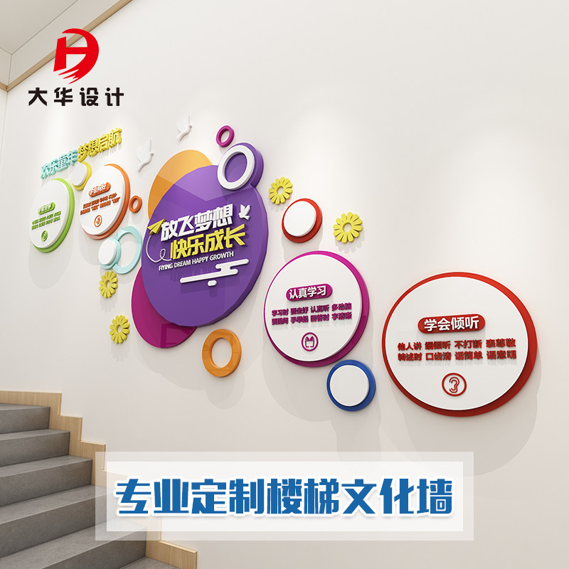 Company corporate culture wall design custom unit School kindergarten stairs creative inspirational decorative background wall stickers