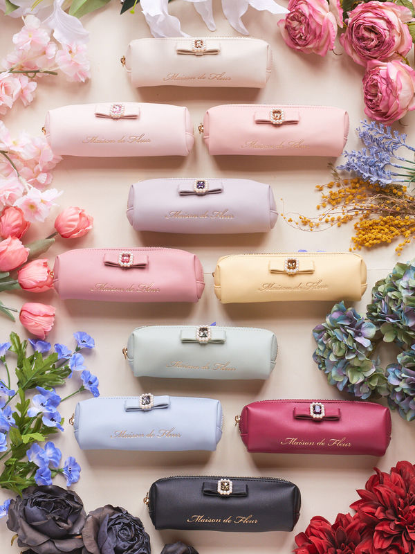 Sakura Sister Japanese-Style Multi-Color 10Th Anniversary Macaron Fresh and Simple Cylindrical Pencil Case Makeup Brush Storage Bag Exquisite Rhinestone