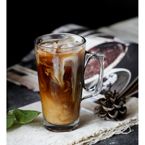 Turkey imported lead-free tempered glass glass heat-resistant water Cup Latte layered coffee cup with handle juice Tea Cup