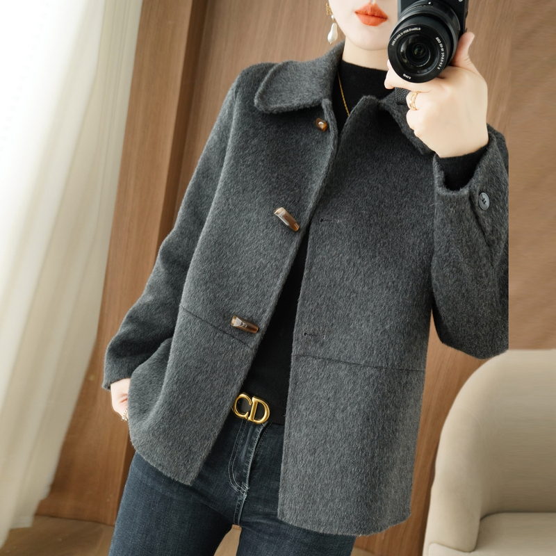 High-End Double-Sided Cashmere Coat for Women, Short Style for Petite Figures, 2025 Autumn and Winter New Loose and Versatile Woolen Coat