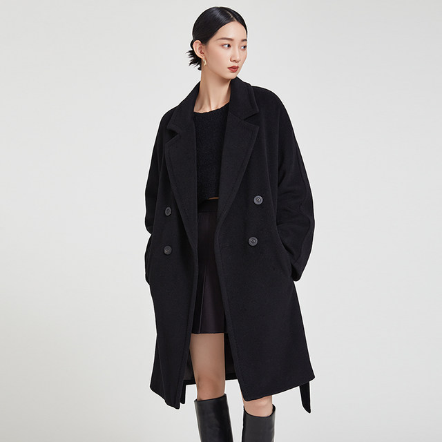 M's Baiocco classic double-breasted silhouette small short 101801 coat cashmere coat ເສື້ອກັນຫນາວຂອງແມ່ຍິງ