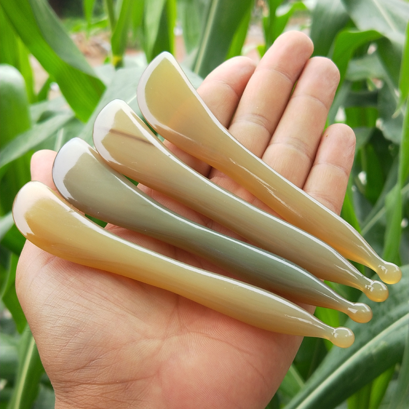 Natural white buffalo horn tendon stick eye facial massage stick facial body massage facial plate scraping beauty stick