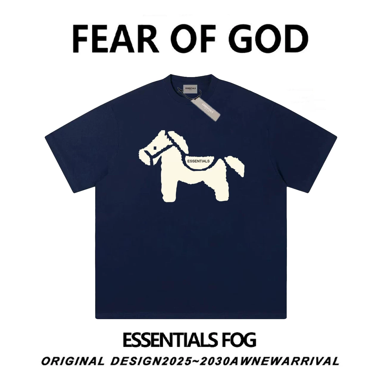 ESSENTIALS Pony, хлопковая футболка с круглым вырезом, новый сборник, оверсайз