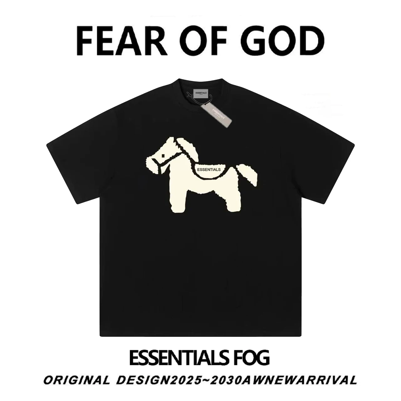 ESSENTIALS Pony, хлопковая футболка с круглым вырезом, новый сборник, оверсайз