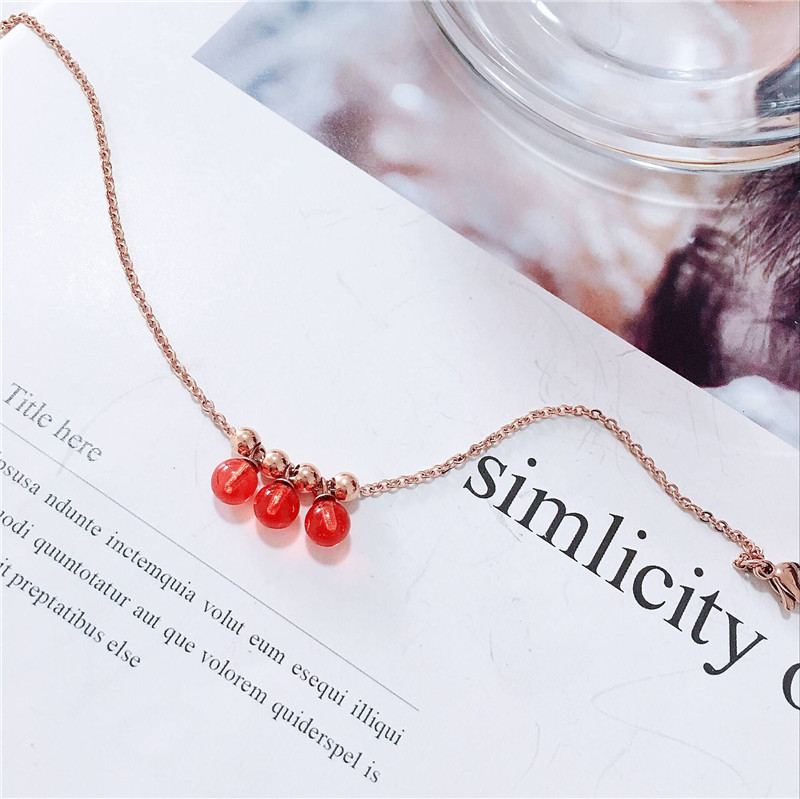 Hàn Quốc vàng hồng cổ điển chuyển hạt titan thép vòng chân nữ không phai phiên bản mới của Hàn Quốc của đồ trang sức đơn giản hoang dã - Vòng chân lắc chân bạc pnj