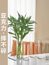 Антипадская акриловая ваза прозрачная прямая бочка минималистская ваза гидропонная цветочная лошадь пьяный деревянный пол декорированные гостиная