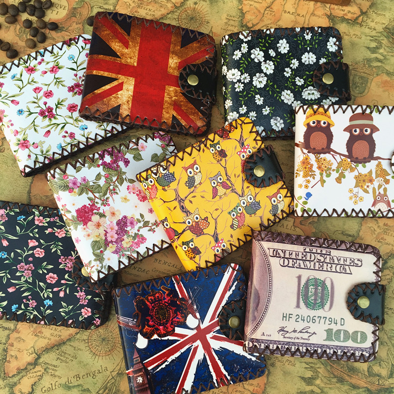 New men's and women's wallet short style Japanese and Korean simple personality thin section student wallet retro printing mini wallet