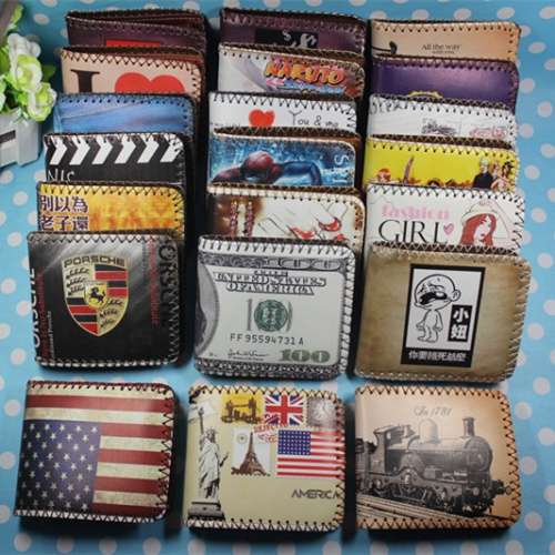 Men's short retro graffiti wallet student youth personality creative non-mainstream cartoon anime wallet card bag tide