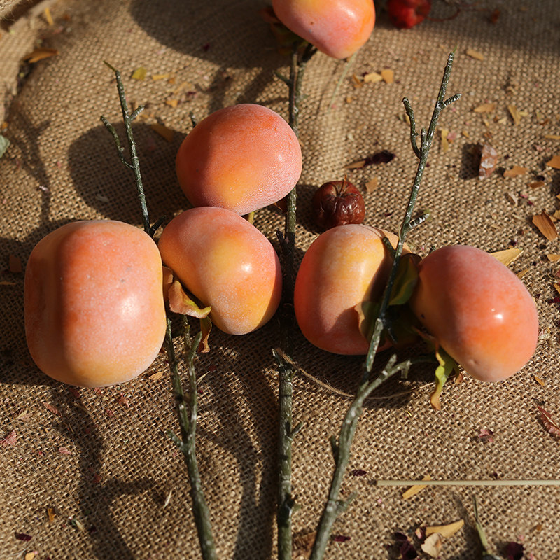 Frost simulation persimmon fruit branch simulation flower fake flower meaning fruit flower set living room desktop decoration