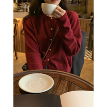 5siss soft waxy wool round neck knitted cardigan jacket womens 2022 autumn new temperament long-sleeved short top