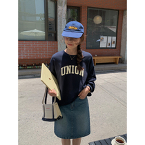 5siss American letter round collar long sleeve sweatshirt woman 2022 spring autumn new oversize loose jacketing jacket