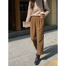 5siss commuter 100 lap high waist straight cylinder casual pants woman 2022 winter hair looser slim 90% pants small