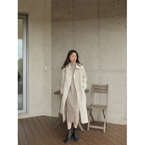 5siss 2021 Winter wool woolen coat womens long loose lapel handmade cashmere double-sided woolen coat
