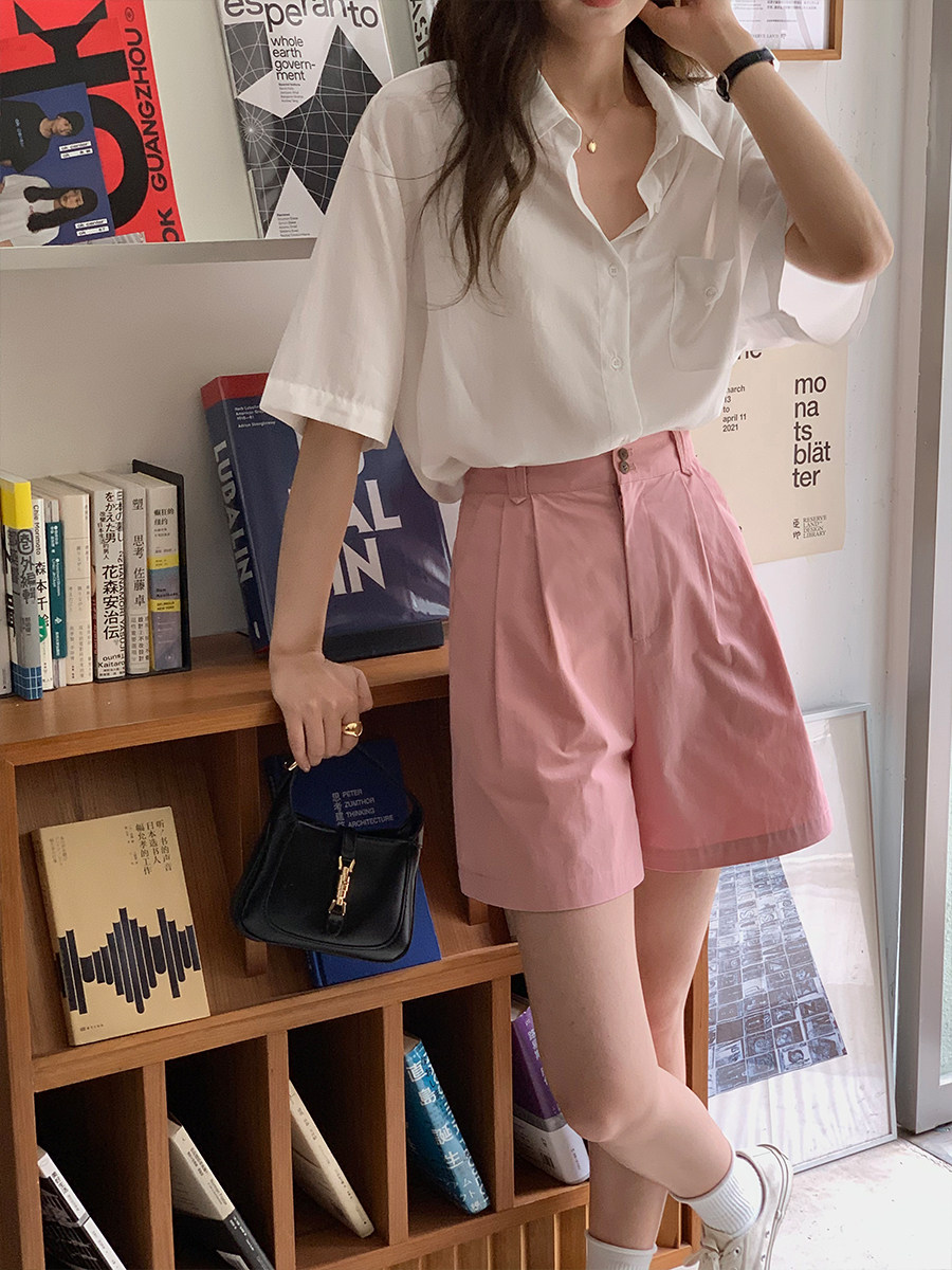 5siss shorts women's summer shorts Korean version loose high waist straight slim and high five-point pants wide-leg casual pants