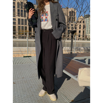5siss commuter 100 hitchhiking casual pants woman 2022 Winter new high waist display slim straight drum pants wide leg pants