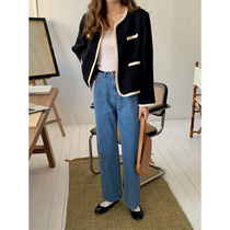 5siss Commuter 100 Hitch Blue Straight Drum Jeans Woman 2022 Chunqiu Han version High waist display slim 90% trouser long pants