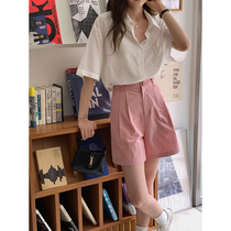 5siss shorts female summer Han edition relaxed high waist straight tube appears thin and high five - leg broad leg casual pants
