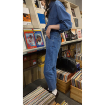 5siss retro high waist display slim loose straight cylinder jeans female winter 100 lap casual 90% wide leg pants plus suede