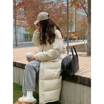 5siss white duck suede down jacket for female mid-length Korean version loose over knee windproof fashion warm bread suit jacket