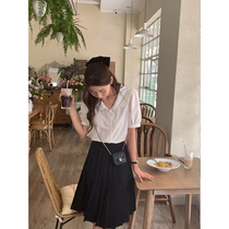 5siss wooden ear doll with short sleeve shirt girl small French bubble cuff loose shirt in summer