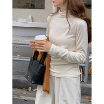 5siss temperament half turtleneck long-sleeved knitted sweater womens 2022 autumn new solid color slim thin inner bottoming shirt