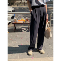 5siss high waist straight cylinder Conspicu Slim Fit Pants Woman 2022 Early spring Korean version 100 hitch pendant Sensation Broadleg Casual Pants