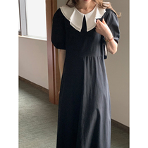 5siss chic French doll collar dress girl 2022 summer small bubble sleeve to collect long skirts