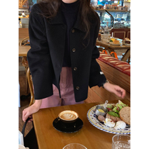5siss niche design double-sided cashmere short coat womens 2022 autumn and winter small woolen woolen coat