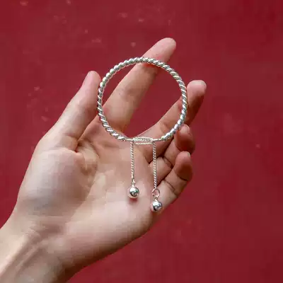 Ancient Spring Silver Home 999 Foot Silver Bracelet Female Sterling Silver Tassel Ancient Bracelet Simple Winding Retro Young Plain Bracelet
