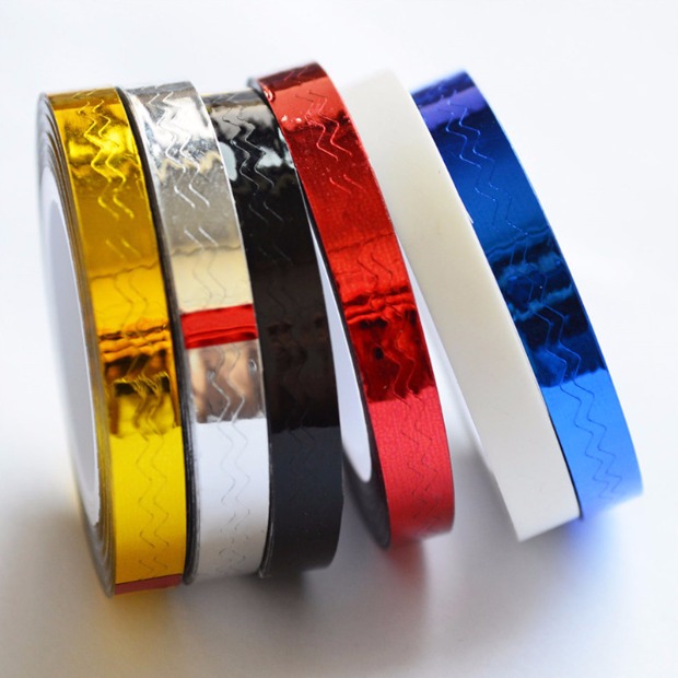 Nail Art Jewelry Mở rộng Vàng và Bạc Silk Line Kiểu lượn sóng Vàng và Bạc Line với Chất kết dính Đường lượn sóng Công cụ làm móng - Công cụ Nail đèn led làm nail