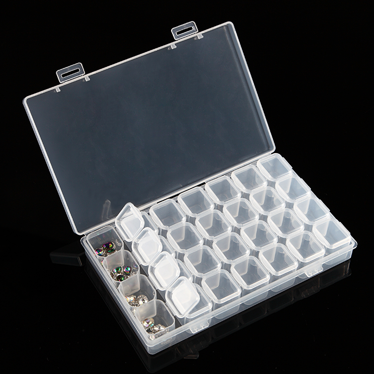 Nail Art Diamond Trang sức Hộp Trang sức Hộp 28 Hoa nhựa khô Hộp Một mảnh Hộp cát Thanh công cụ Hộp Cung cấp Đa dạng Hộp lưu trữ - Công cụ Nail máy làm móng tay