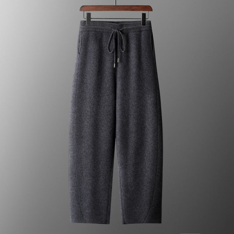 Autumn and Winter Thick Pure Wool Scimitar Pants Men's Wool Trousers Japanese Retro Soft Drape Knit Wool Pants Warm