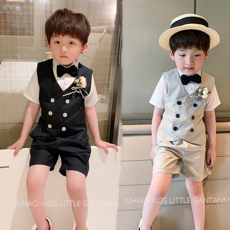 Boys dress summer flower boy children's suit summer catwalk piano performance costume performance costume male treasure wedding host