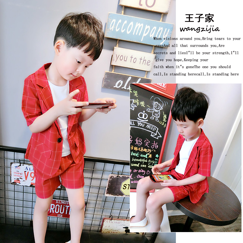 Boy's summer clothing suit Han version handsome gas wave 2020 new foreign send male baby boy's year clothes Summer summer children
