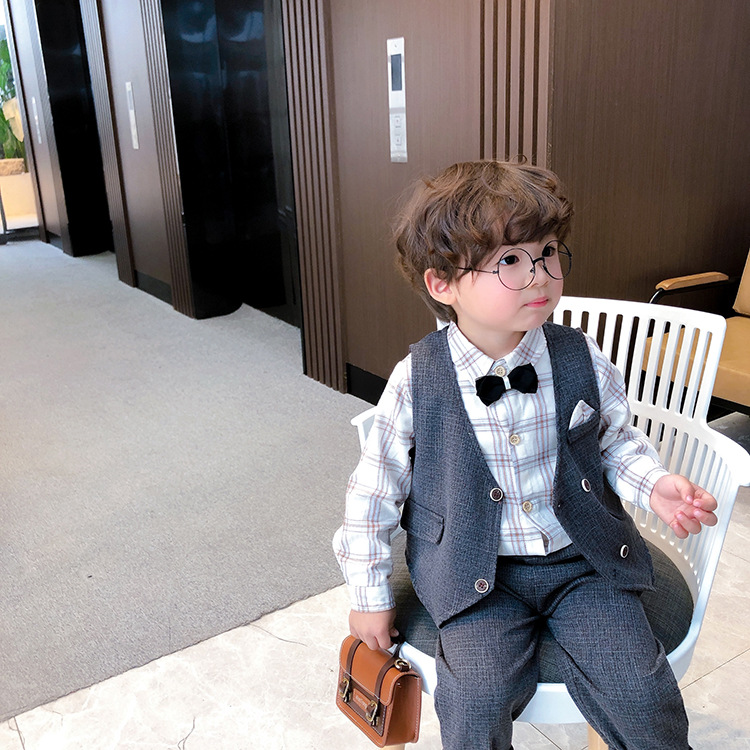Boy suits suit Spring loaded children waistcoat with three sets of spring and baby jacket male two-year-old baby a week old
