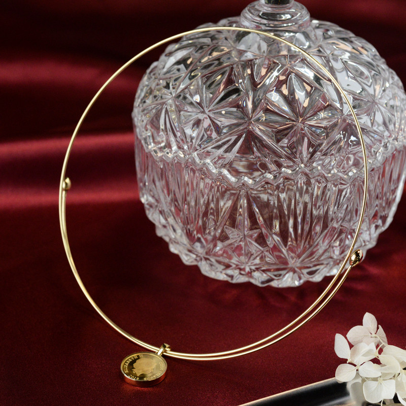 Twin - head hardcord Japanese manufactured 18K gold fashion personality elastic gold necklace hanging pendant