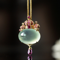 Wei Jia high ice clear water big egg noodles Myanmar natural high-end Jade A goods egg noodles 18K gold diamond pendant