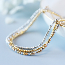 Weijia laser bead Japanese finished exquisite craft laser small gold ball 18K gold tricolor gold bracelet