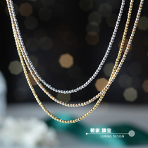 Wei Jia laser beads Japanese finished jewelry exquisite craft small gold ball 18K gold tricolor gold necklace