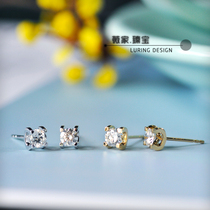 Wei Jia cow head ear nail card home design natural high quality big diamond 36 52 points 18K gold ear ornaments